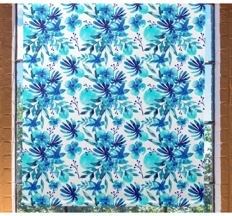 Vivid blue theme flowers and plants roller blind - TenStickers