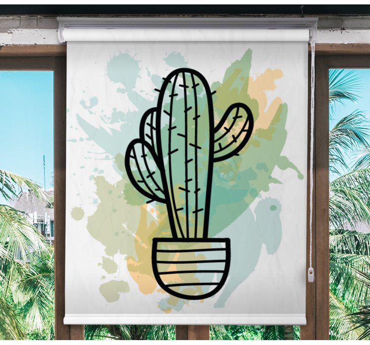 Watercolor cactus Master bedroom blind - TenStickers