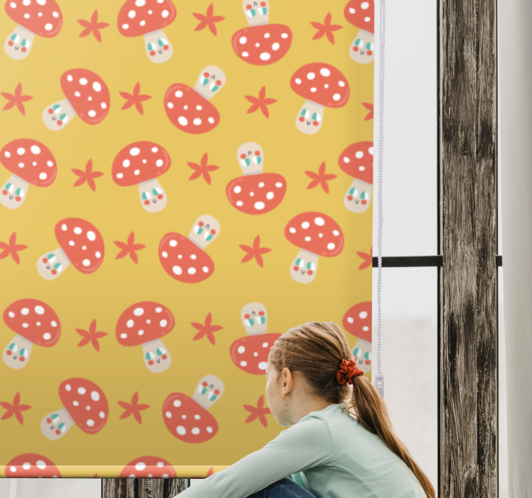 Whimsical Mushroom Patterns roller blind - TenStickers