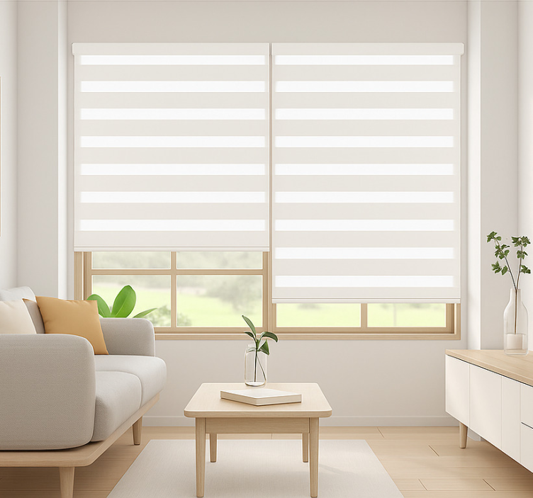 White horizontal stripes living room roller blind - TenStickers