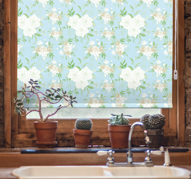 Wild grandmillenial style flowers and plants roller blind - TenStickers