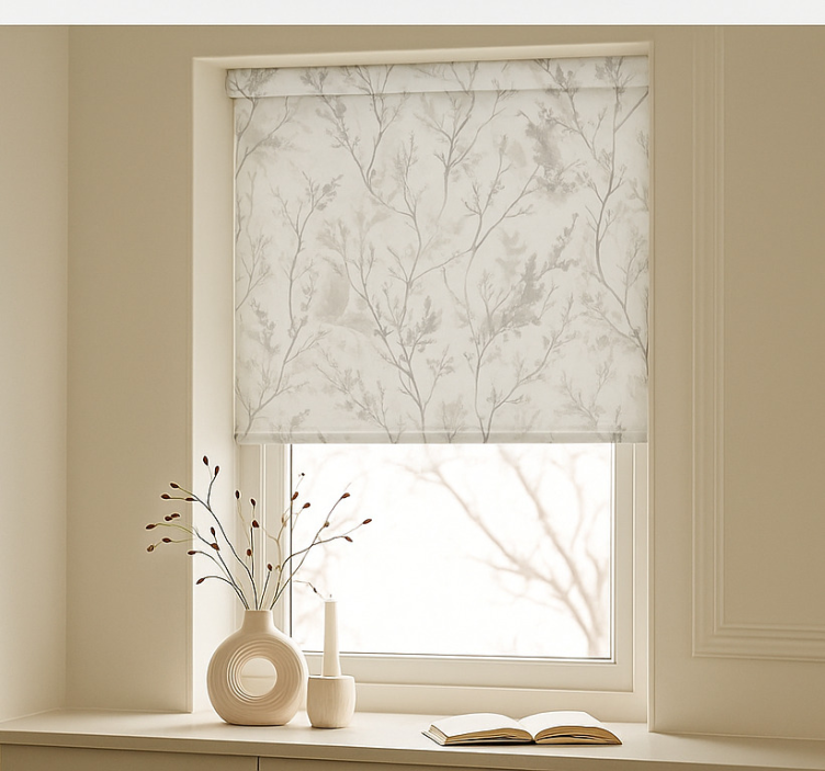Winter floral pattern kitchen roller blind - TenStickers