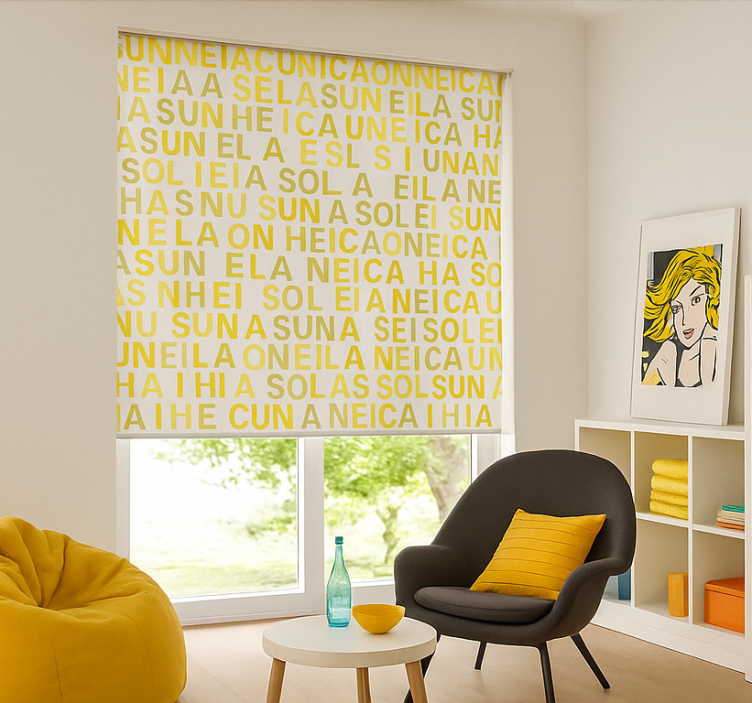 Yellow printed letters teenage bedroom roller blind - TenStickers