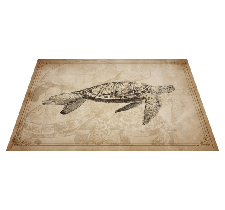 Sepia Hand Drawn Turtle animal placemats - TenStickers