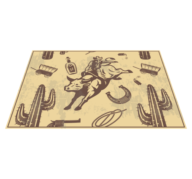 Cowboy Riding a bull children placemats - TenStickers