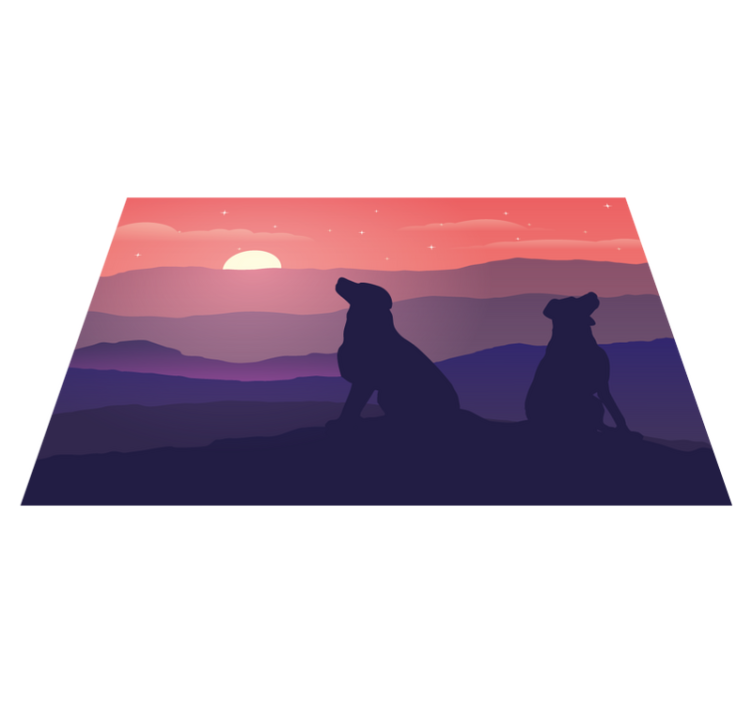 Original placemats silhouetted dogs at sunset - TenStickers