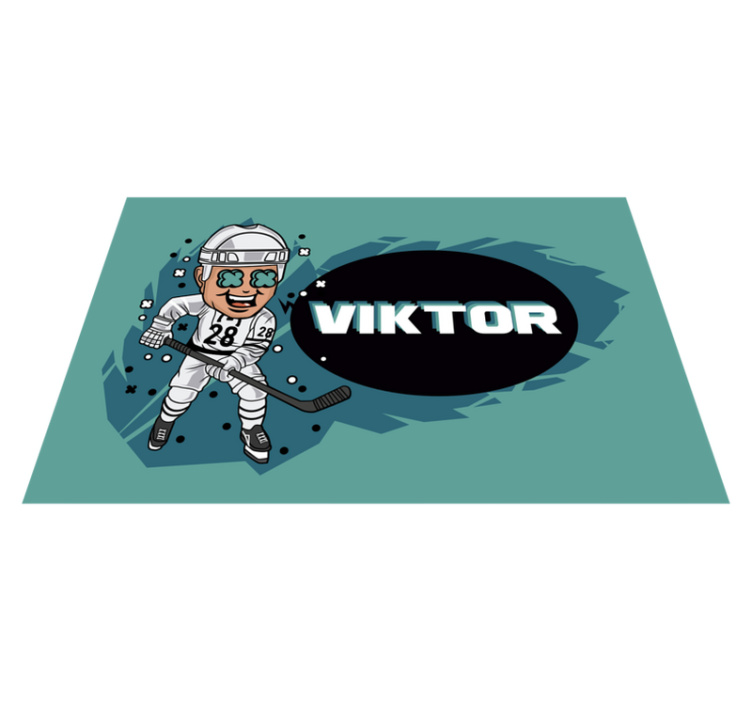 Children placemats cartoon hockey player - TenStickers
