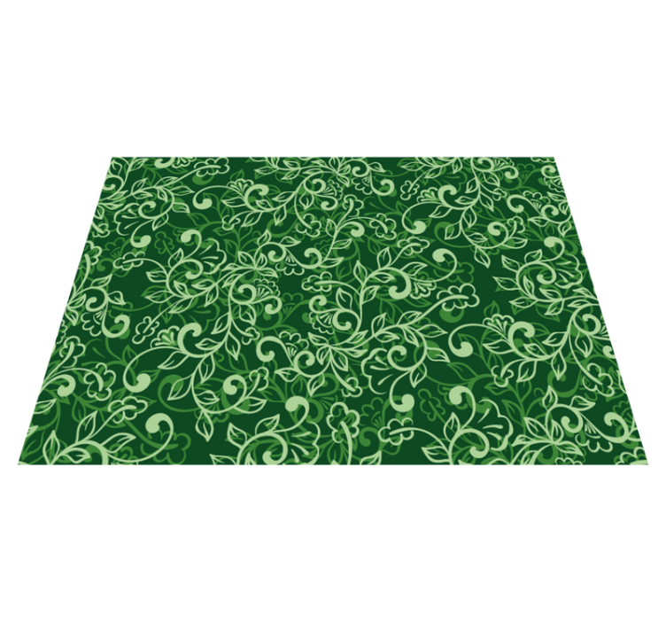 Green floral ornament round vinyl placemats - TenStickers