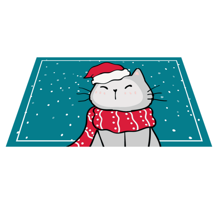 Christmas placemats cheerful cat santa - TenStickers