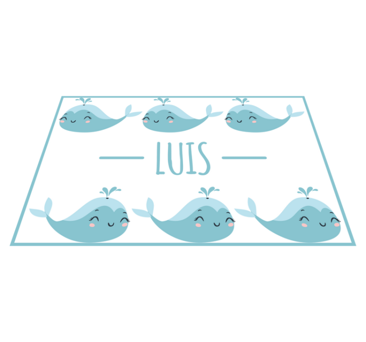 Cute whale personalised vinyl placemats - TenStickers