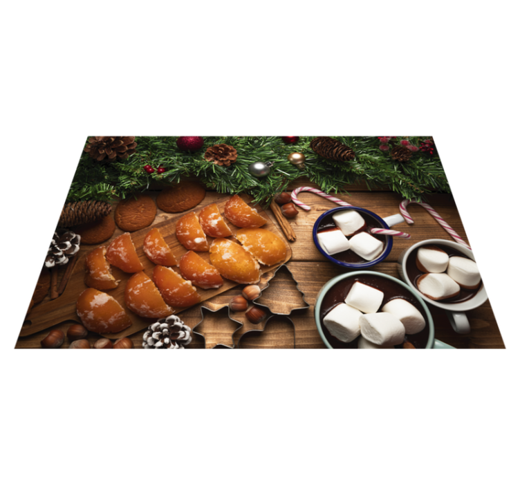 Food on wood table Christmas placemats - TenStickers