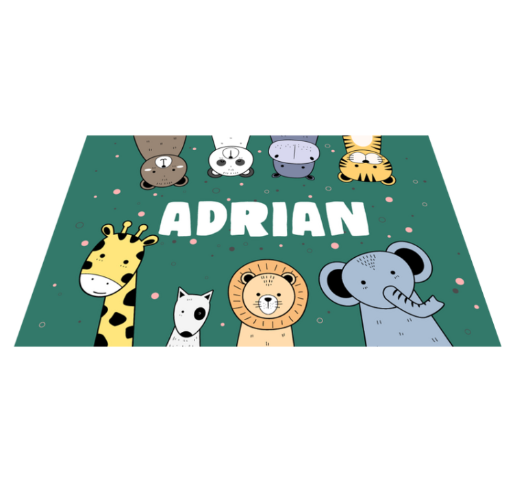 Cute cartoon animals personalised name kids placemat - TenStickers