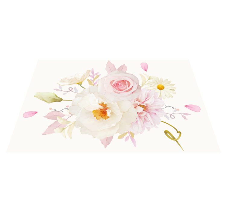 White pink flowers modern placemats - TenStickers