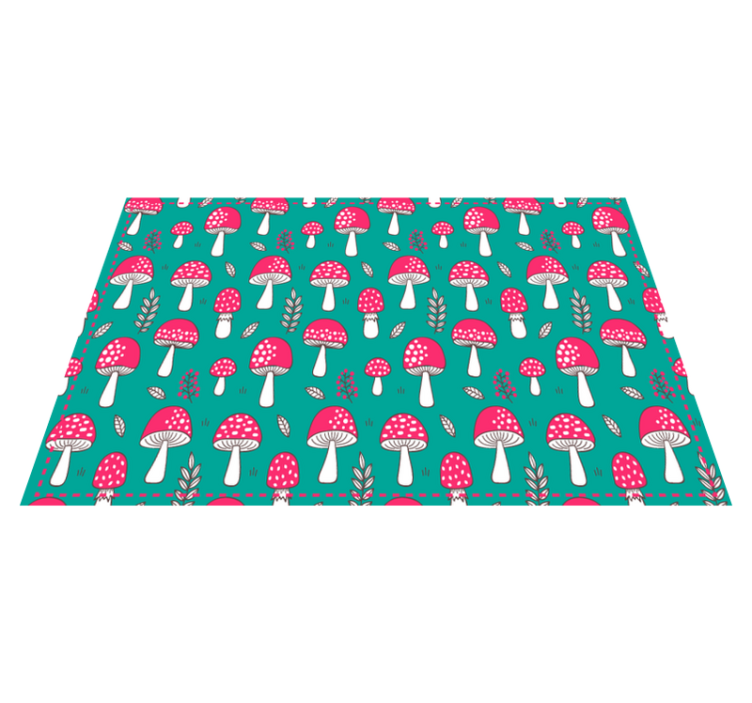 Classical mushrooms on turquoise placemats - TenStickers