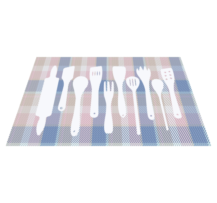 Tartan pattern with utensils modern placemats - TenStickers