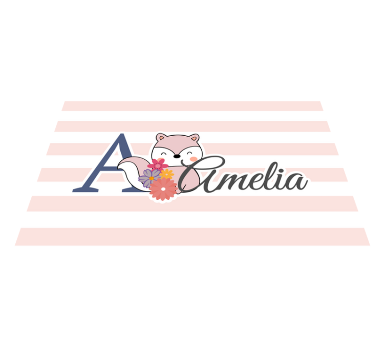 Children placemats cute fox with flowers - TenStickers