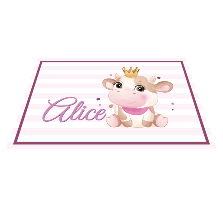 Cute cow for girl with name children placemats - TenStickers
