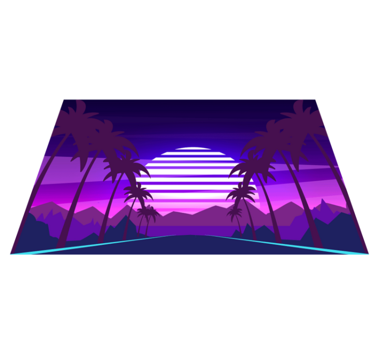 Modern placemats tropical sunset landscape - TenStickers