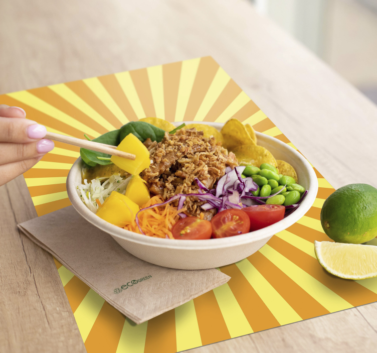 Abstract Sunset orange tones 70's sun placemats - TenStickers