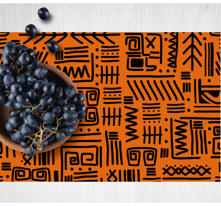 Black/orange ethnic African textured placemat - TenStickers