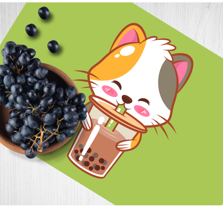 Cat drinking chocolate children placemats - TenStickers