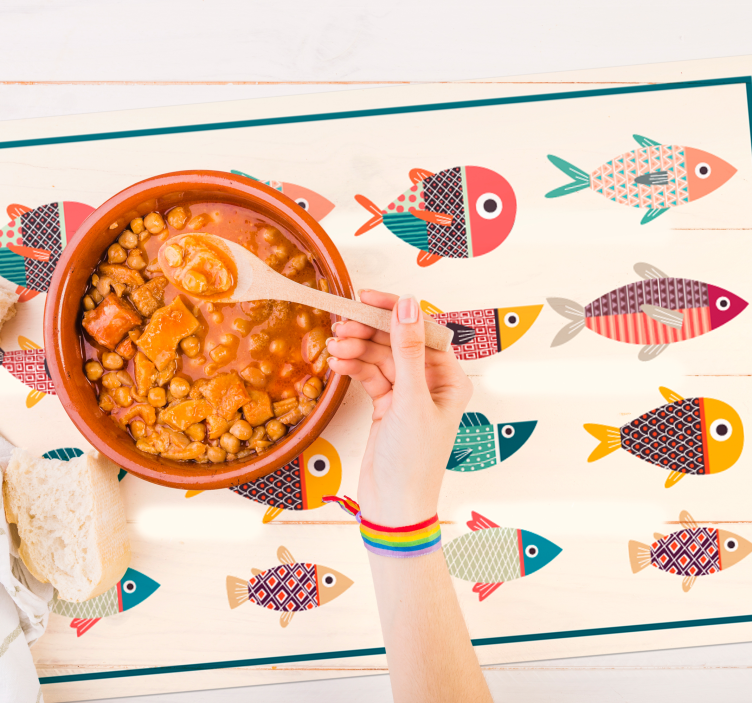 Colorful fish children placemats - TenStickers
