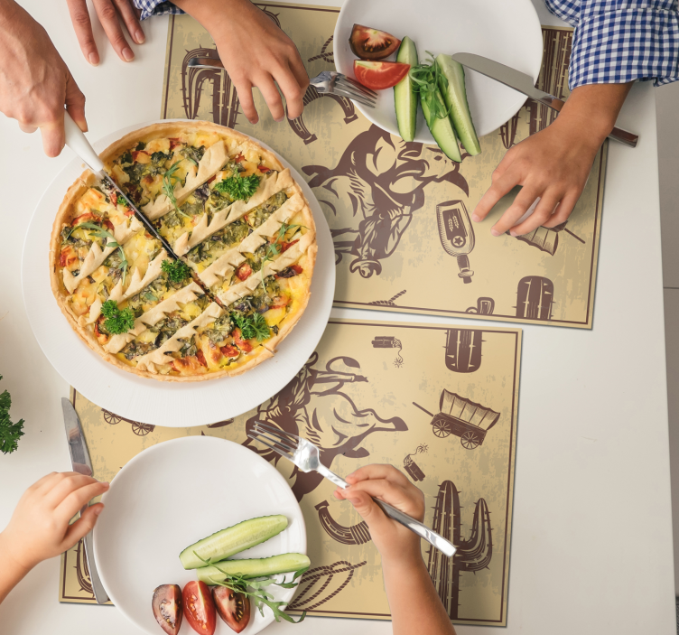 Cowboy Riding a bull children placemats - TenStickers