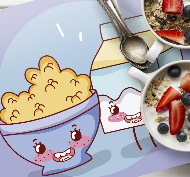 Cereal and milk breakfast children placemat - TenStickers
