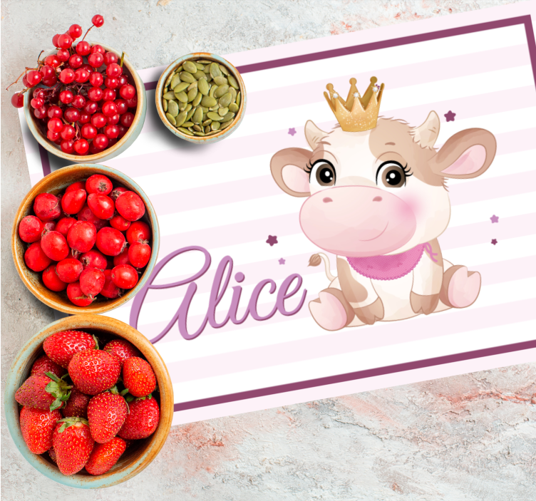 Cute cow for girl with name children placemats - TenStickers