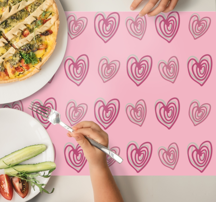 Doodle hearts pink pattern modern placemats - TenStickers