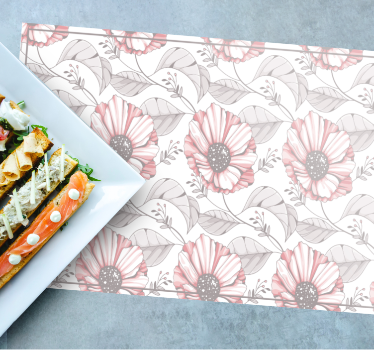 Elegant pink magnolia design vinyl placemats - TenStickers