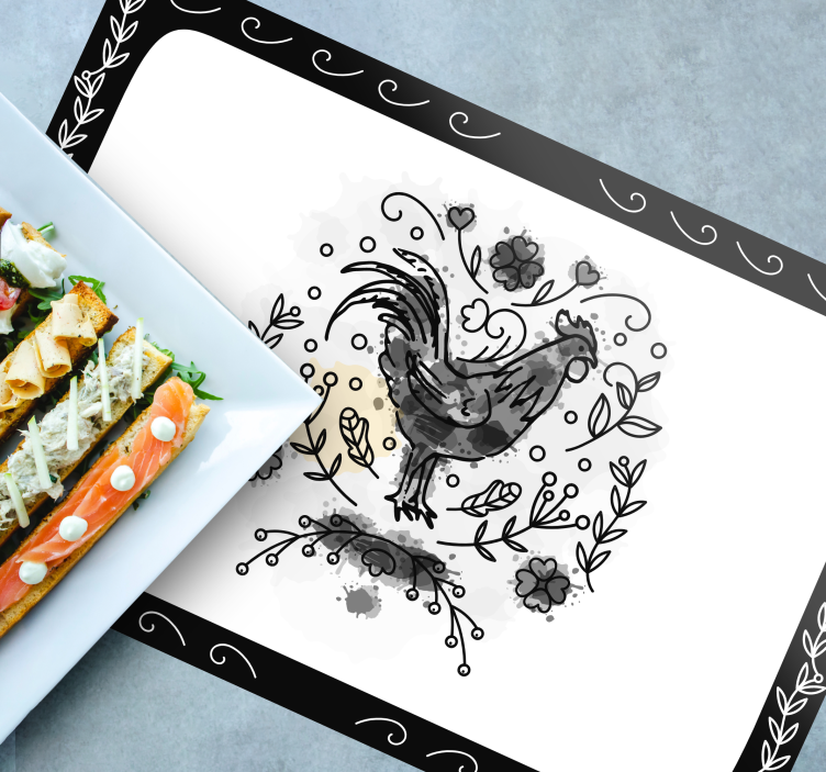 Elegant rooster illustration modern placemats - TenStickers