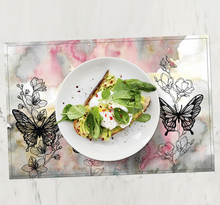 Floral Butterfly Accents textured placemats - TenStickers