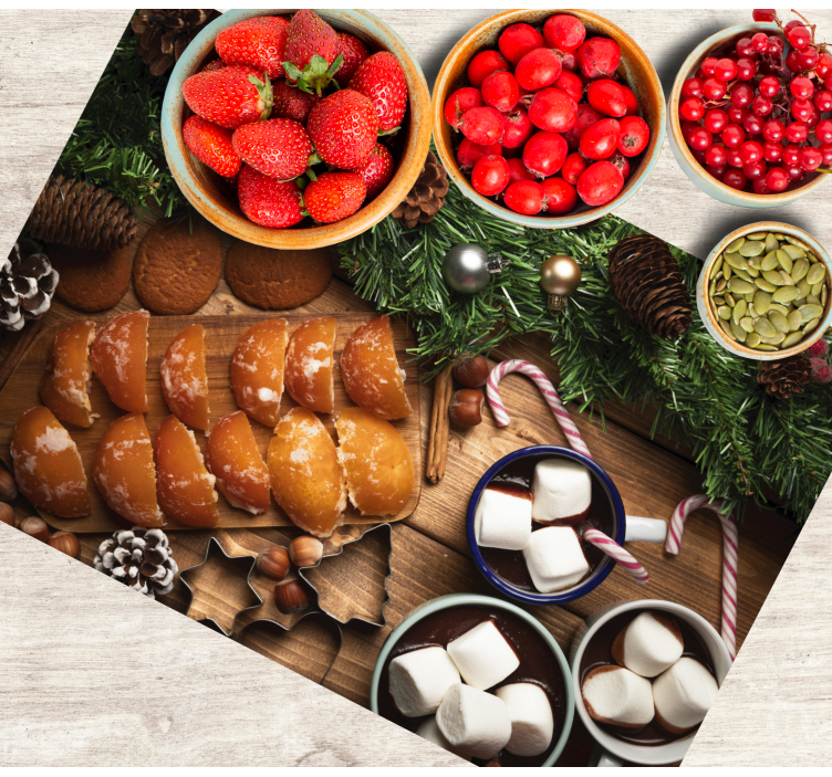 Food on wood table Christmas placemats - TenStickers