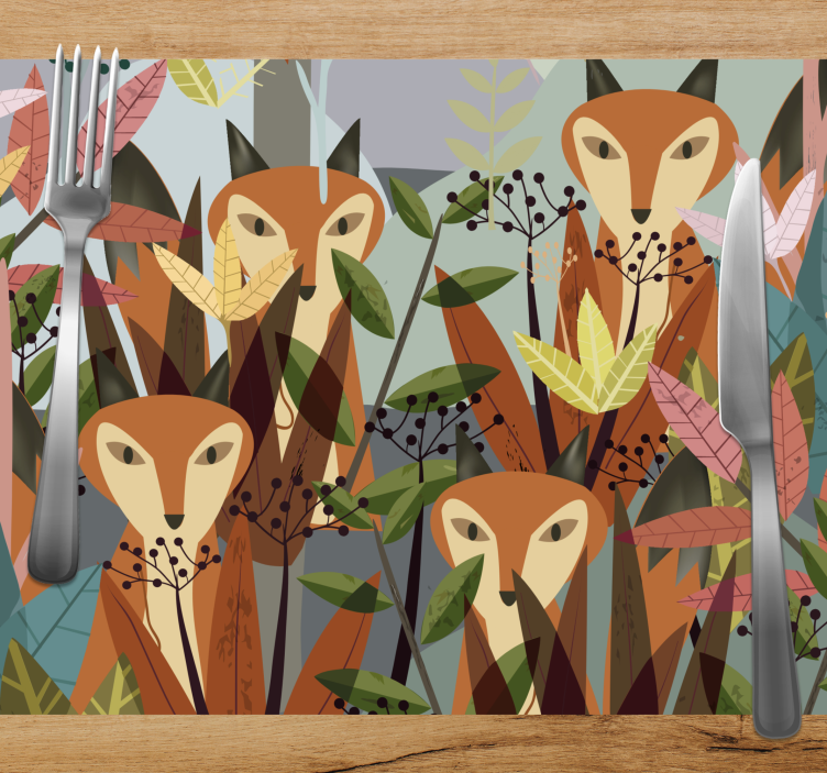 Foxes Among Leaves original placemats - TenStickers