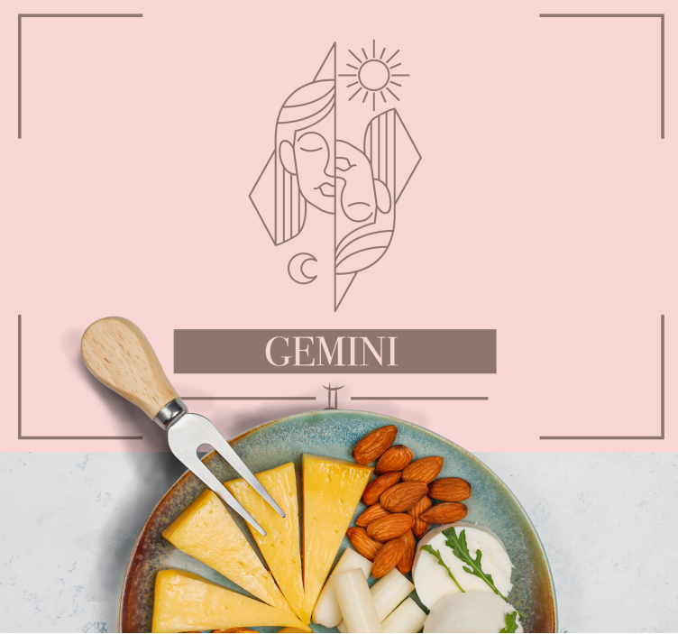 Gemini pink card zodiac sign design placemats - TenStickers