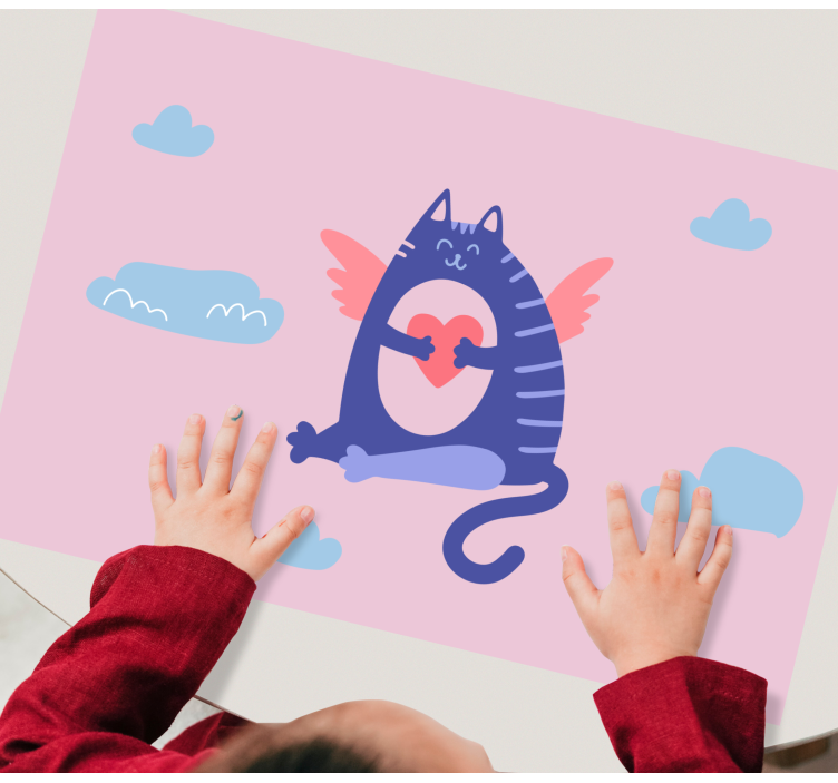 Lovely flying cat children placemats - TenStickers