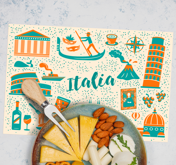 Most famous icons of Italy restaurant placemats - TenStickers
