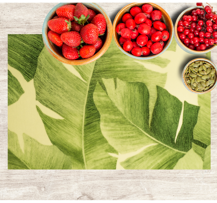 Painted green leaves elegant placemats - TenStickers