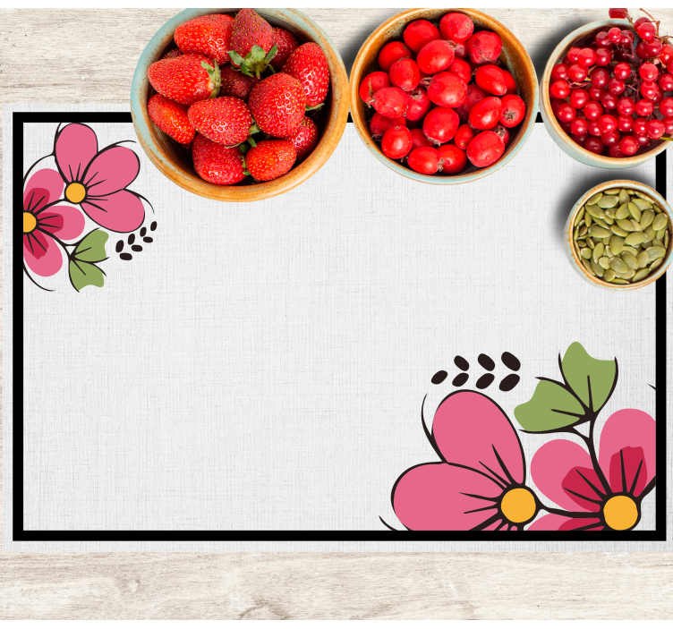 Pink cartoon flowers original placemats - TenStickers