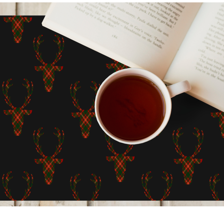 Plaid deer head elegant placemats - TenStickers