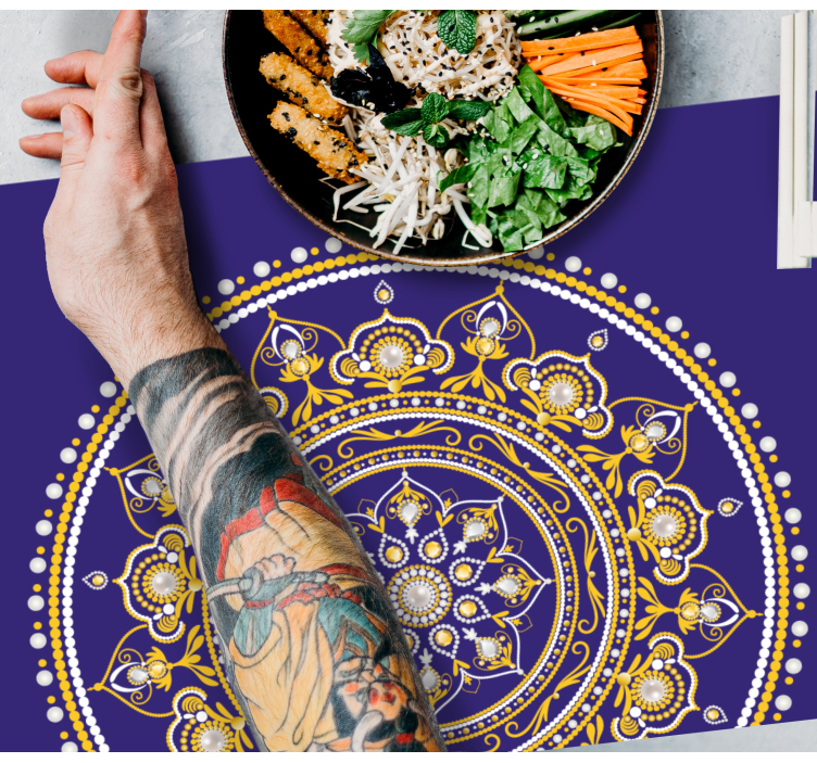 Purple and gold india pattern elegant placemats - TenStickers