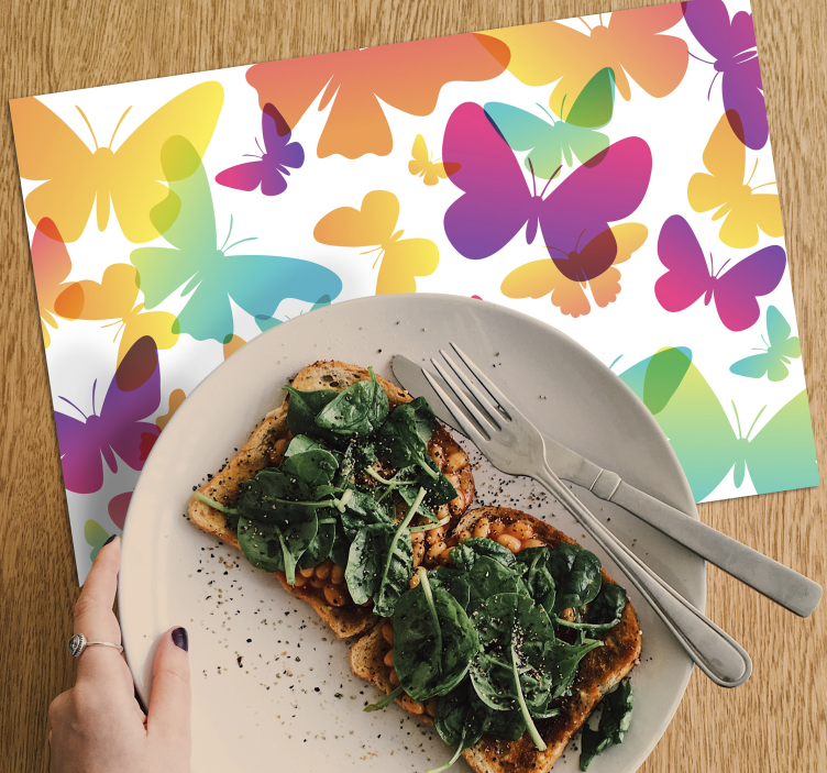Rainbow butterfly placemats - TenStickers