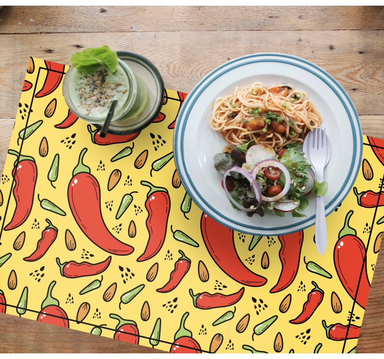 Red chilli pattern original placemats - TenStickers