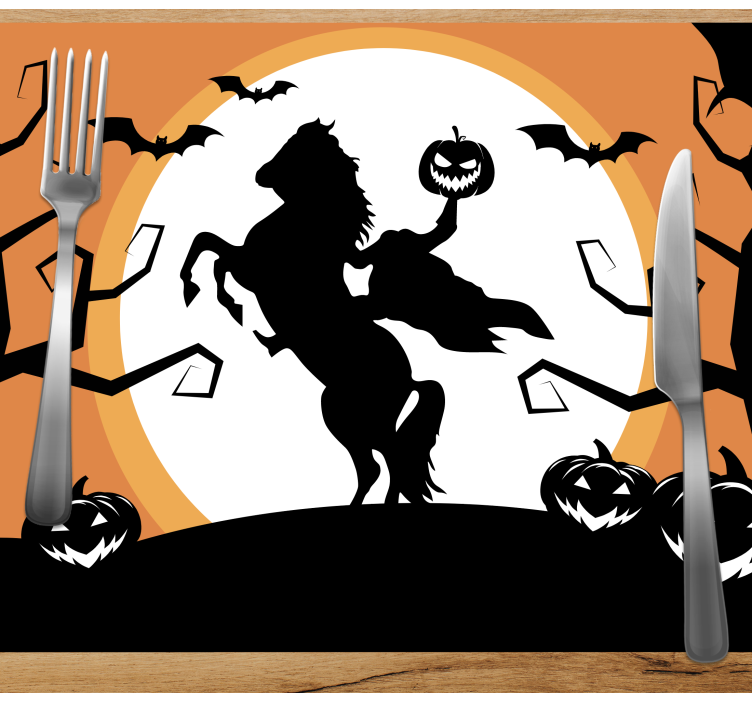 Rider on horse Halloween placemats - TenStickers