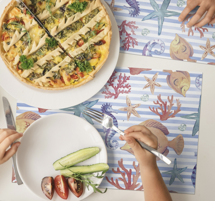Sea animal motif Tiles sea life placemats - TenStickers