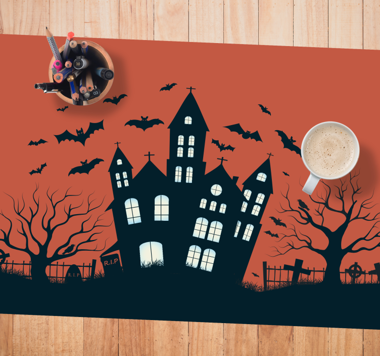 Starry castle flying bats Halloween placemats - TenStickers
