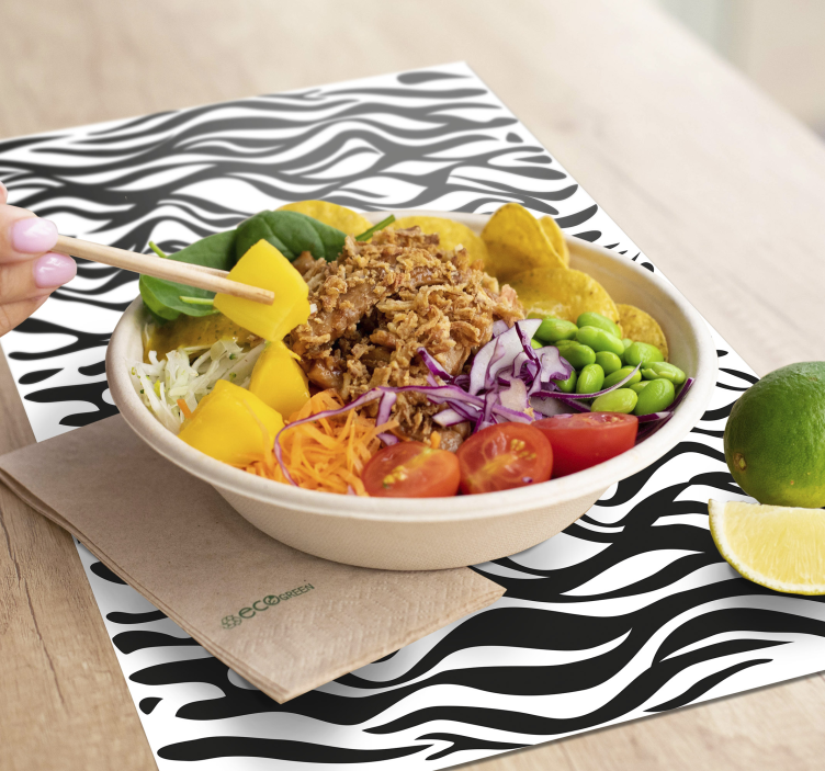 Striped background zebra placemats - TenStickers