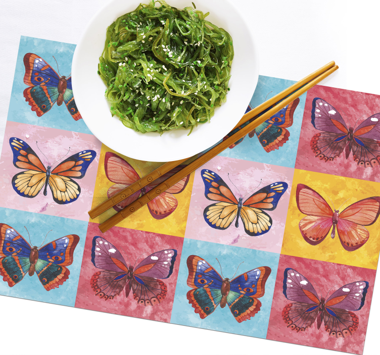 Tiled coloured butterfly placemats - TenStickers