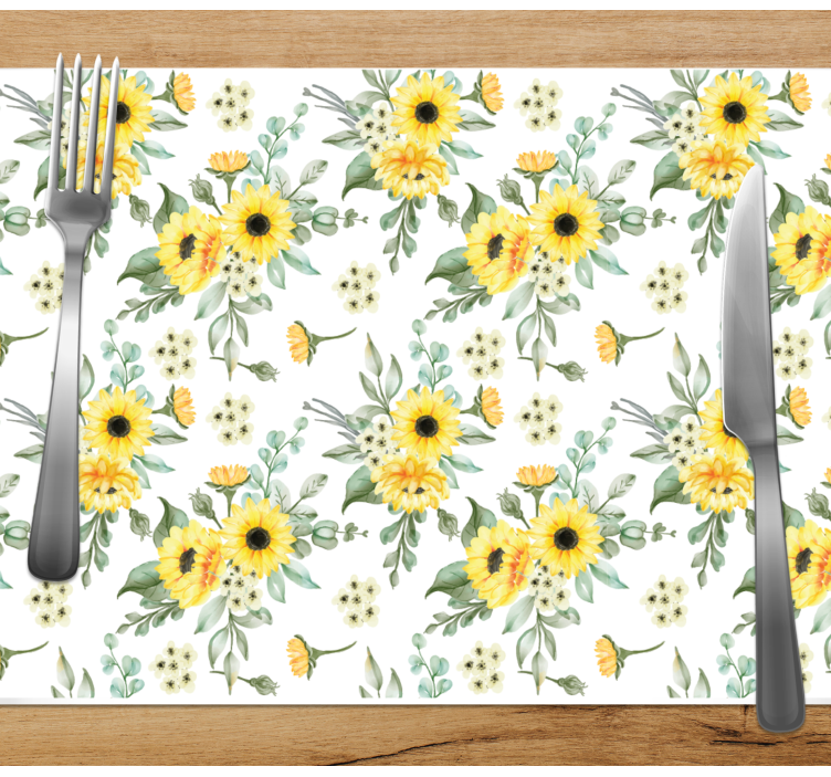 Yellow gentle flower pattern modern placemats - TenStickers